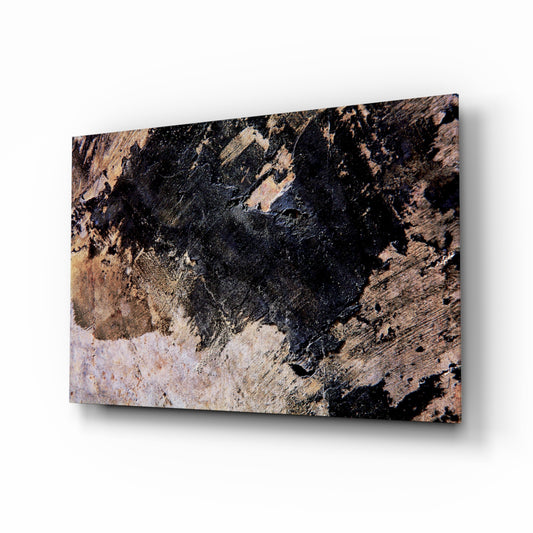 Rustic Imagination glass wall art displayed above a console in a designer interior