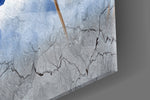Blue Flowers artwork anchoring a wall with cool romantic palette