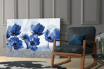 Blue Flowers glass print enhancing a sunroom with botanical poetry