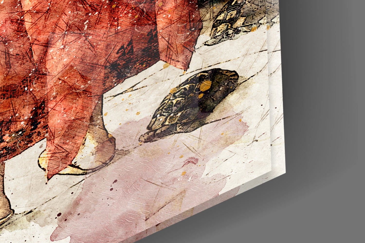 Tortoise Trainer Illustration Glass Wall Art.