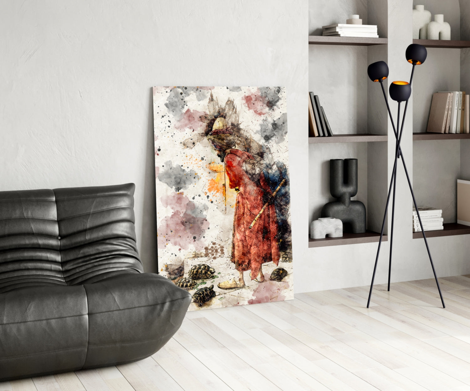 Tortoise Trainer Illustration Glass Wall Art.