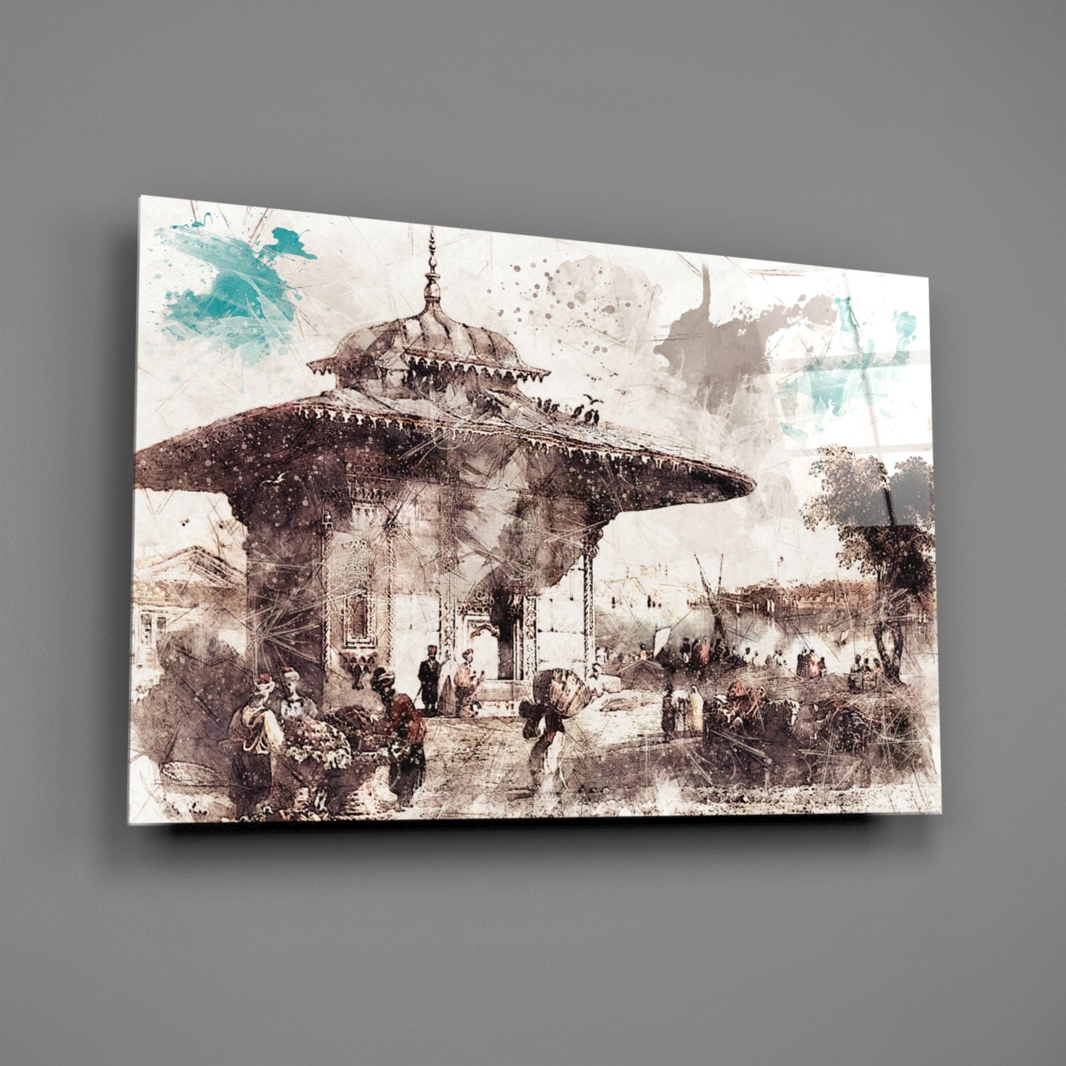 Uskudar Illustration Glass Wall Art.