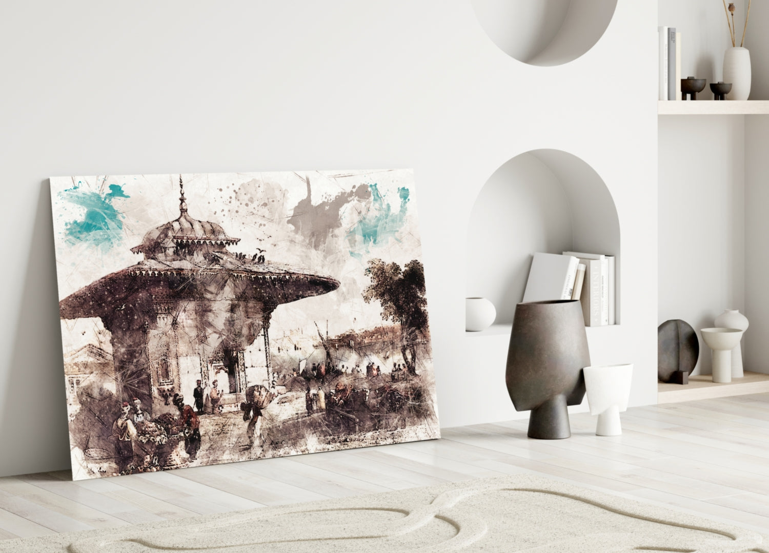 Uskudar Illustration Glass Wall Art.