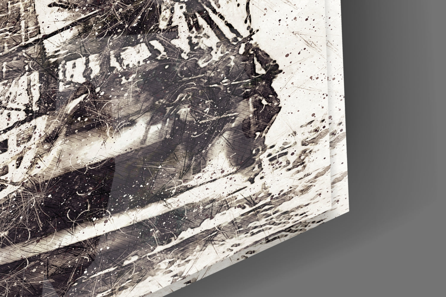 Ship Illustration Glass Wall Art.