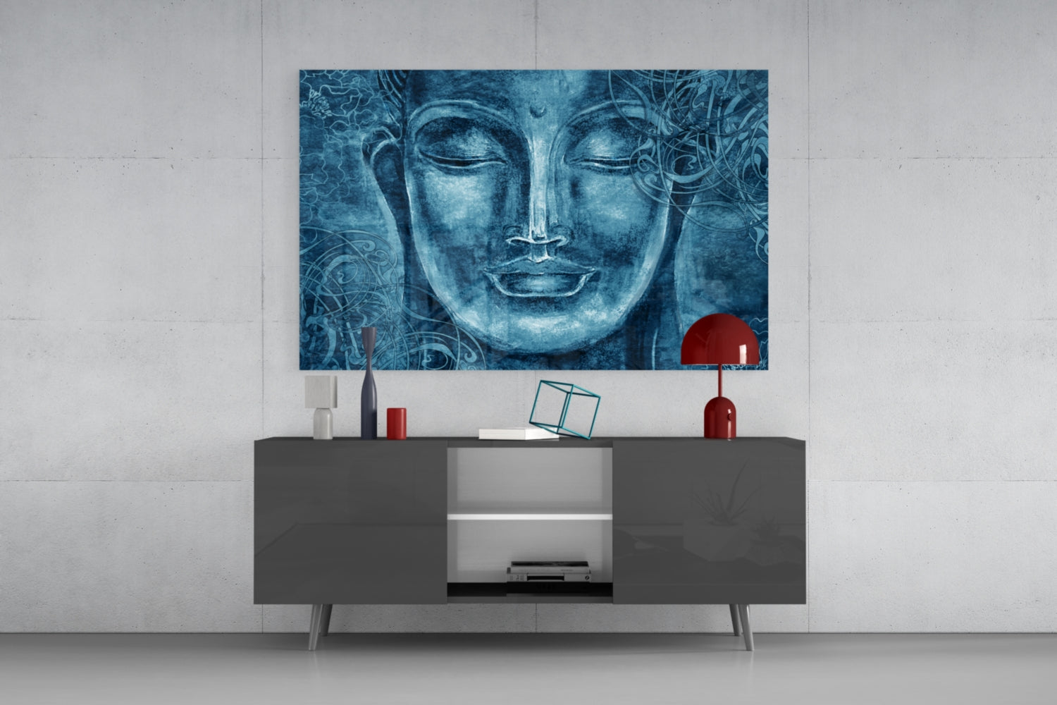 Mystical Blue Sculpture Glass Wall Art.