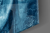 Mystical Blue Sculpture artwork anchoring a wall with serene spiritual palette