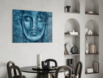 Mystical Blue Sculpture panel adding calm mood to a yoga studio