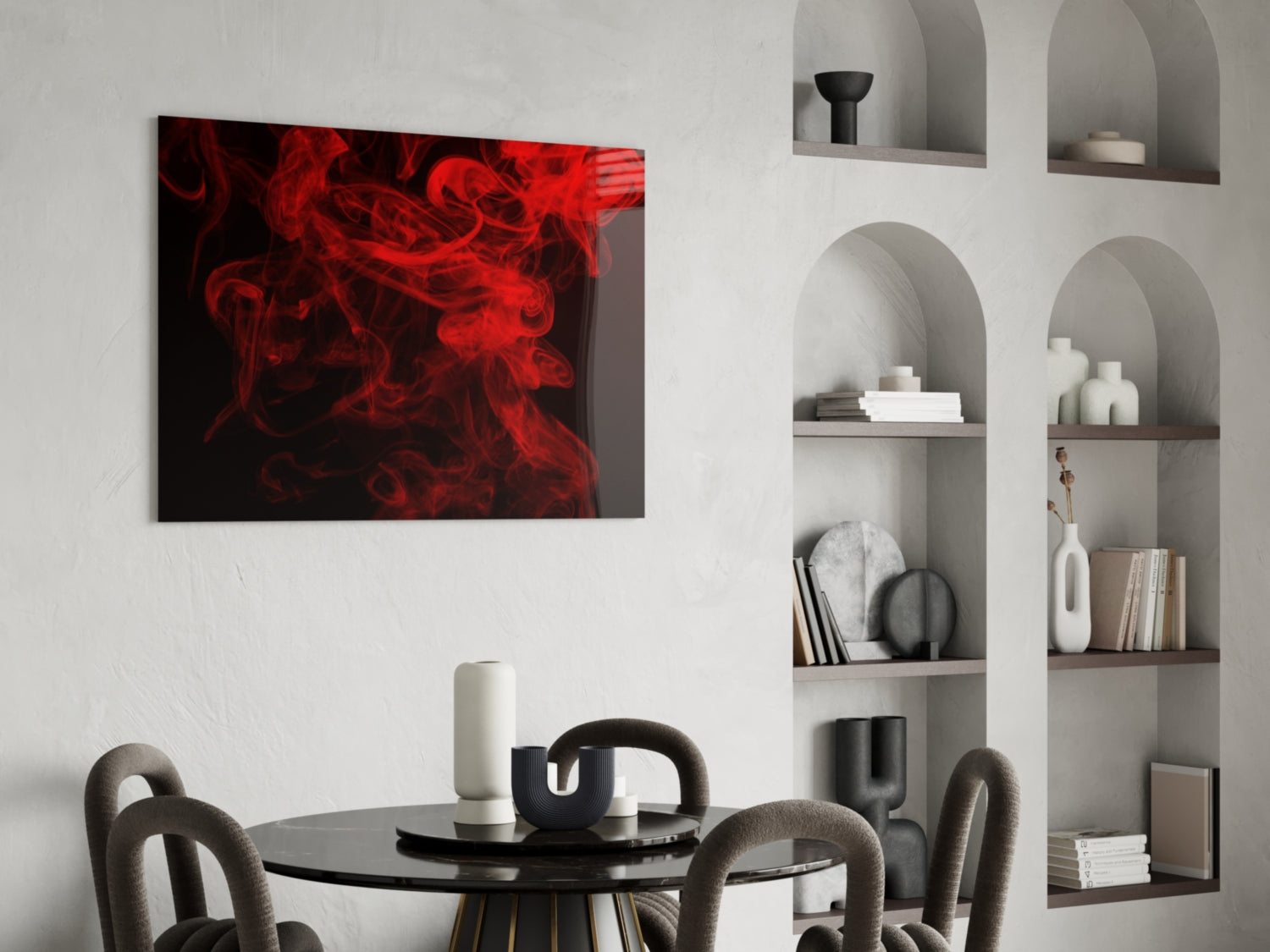Red Smoke Glass Wall Art.