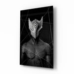 Darko Gray glass wall art displayed above a console in a designer interior