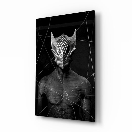Darko Gray glass wall art displayed above a console in a designer interior