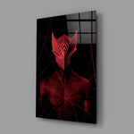 Scarlet-sentinel panel bringing cyberpunk fire to a contemporary living space
