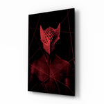 Darko Red glass wall art displayed above a console in a designer interior