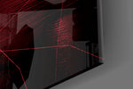 Darko Red artwork anchoring a wall with bold cyberpunk palette