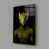 Neon-sentinel panel bringing cyberpunk spark to a contemporary living space