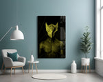 Darko Yellow glass wall art styled above a desk in an edgy teen room