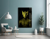 Darko Yellow glass wall art styled above a desk in an edgy teen room