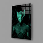 Emerald-sentinel panel bringing cyberpunk depth to a contemporary living space