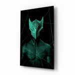 Darko Green glass wall art displayed above a console in a designer interior