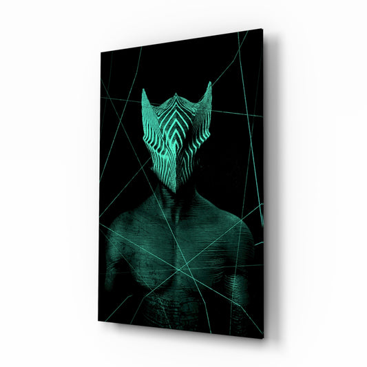 Darko Green glass wall art displayed above a console in a designer interior
