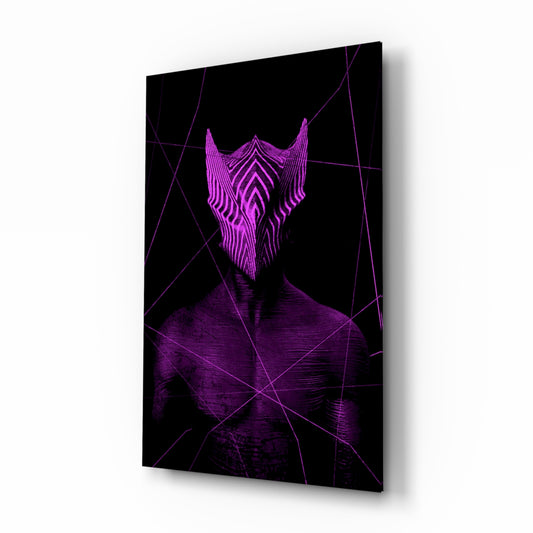 Darko Violet glass wall art displayed above a console in a designer interior