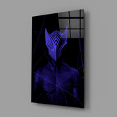 Indigo-sentinel panel bringing cyberpunk depth to a contemporary living space