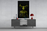 Donnie Yellow panel catching low light to reveal its dimensional antlers