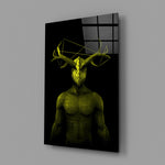 Yellow-antlered-sentinel panel bringing occult spark to a contemporary living space