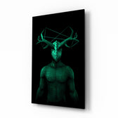 Donnie Green glass wall art displayed above a console in a designer interior