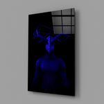Cobalt-antlered-sentinel panel bringing occult depth to a contemporary living space