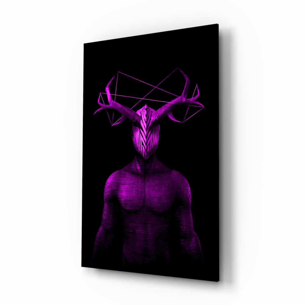 Donnie Purple glass wall art displayed above a console in a designer interior