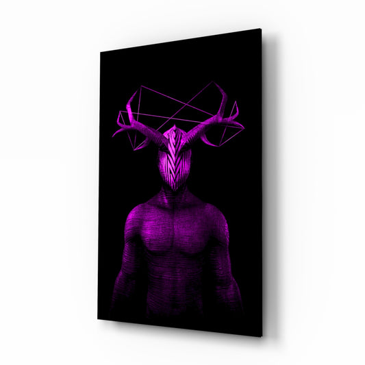 Donnie Purple glass wall art displayed above a console in a designer interior