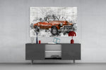 Red Chevrolet panel catching low light to reveal its kinetic sketch-lines