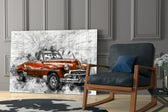 Red Chevrolet glass print enhancing a games room with statement focal point