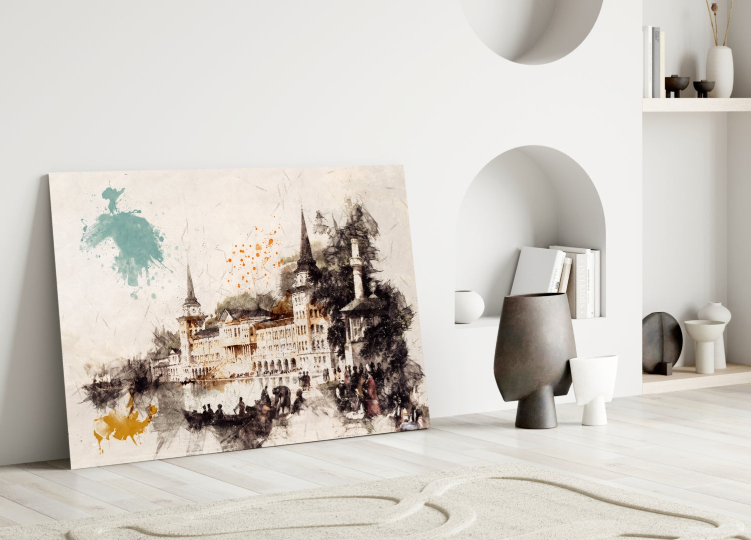 Tower Illustration Glass Wall Art.