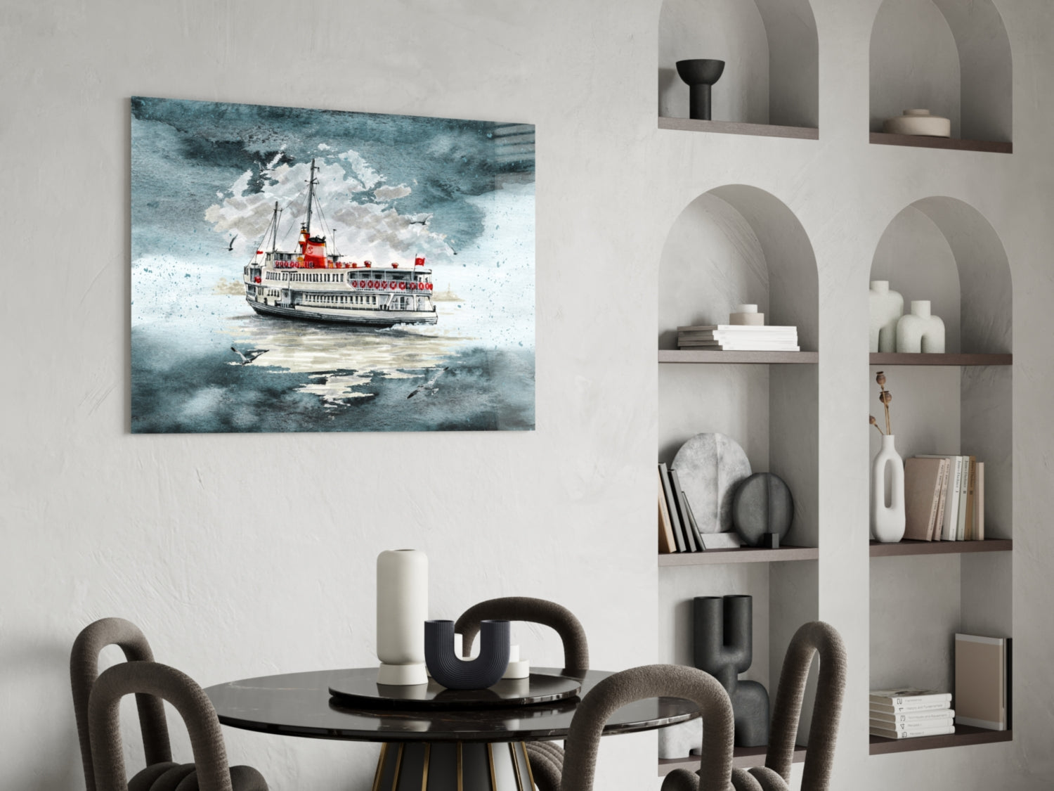 Steamer Turquoise Glass Wall Art.