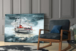 Steamer Turquoise glass print enhancing a coastal-mood foyer