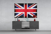 British Flag panel catching low light to reveal its tactile brushwork