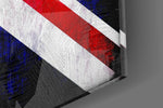 British Flag artwork anchoring a wall with bold patriotic palette