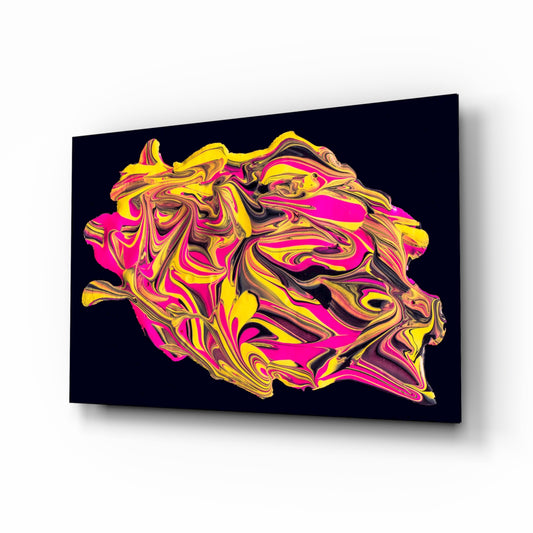 Harmony of Yellow and Pink glass wall art displayed above a console in a designer interior