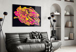 Harmony of Yellow and Pink glass wall art styled above a desk in a creative teen room