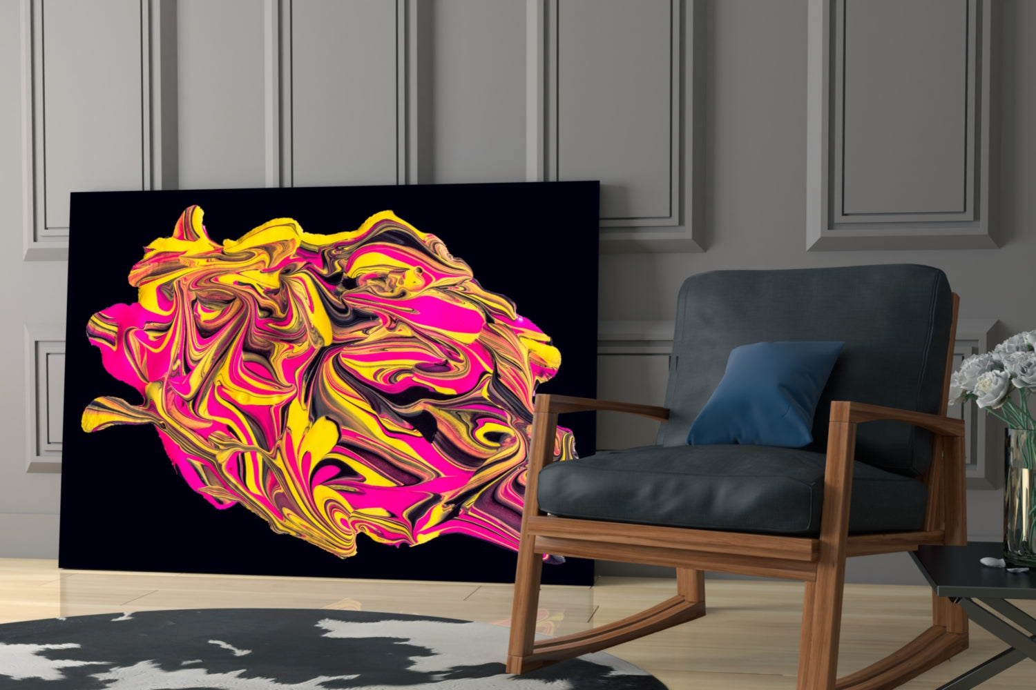 The Harmony of Yellow and Pink Glass Wall Art.