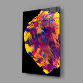 Rainbow-pour panel bringing iridescent motion to a contemporary living space