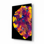 Dance of Colors glass wall art displayed above a console in a designer interior