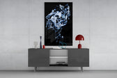 Abstract Gray panel catching low light to reveal its sculptural motion