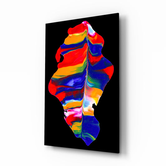 Colored Drift glass wall art displayed above a console in a designer interior