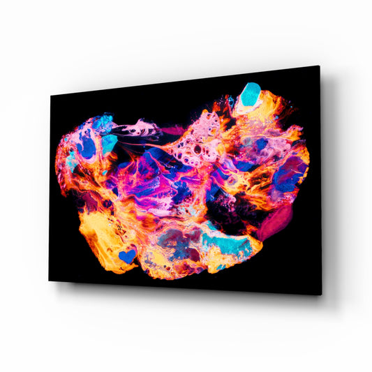 Harmony of Colors glass wall art displayed above a console in a designer interior