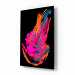 Colorful Winged glass wall art displayed above a console in a designer interior