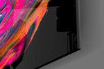 Colorful Winged artwork anchoring a wall with bold dramatic palette