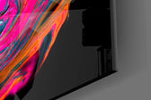 Colorful Winged artwork anchoring a wall with bold dramatic palette