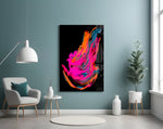 Colorful Winged glass wall art styled above a desk in a creative teen room